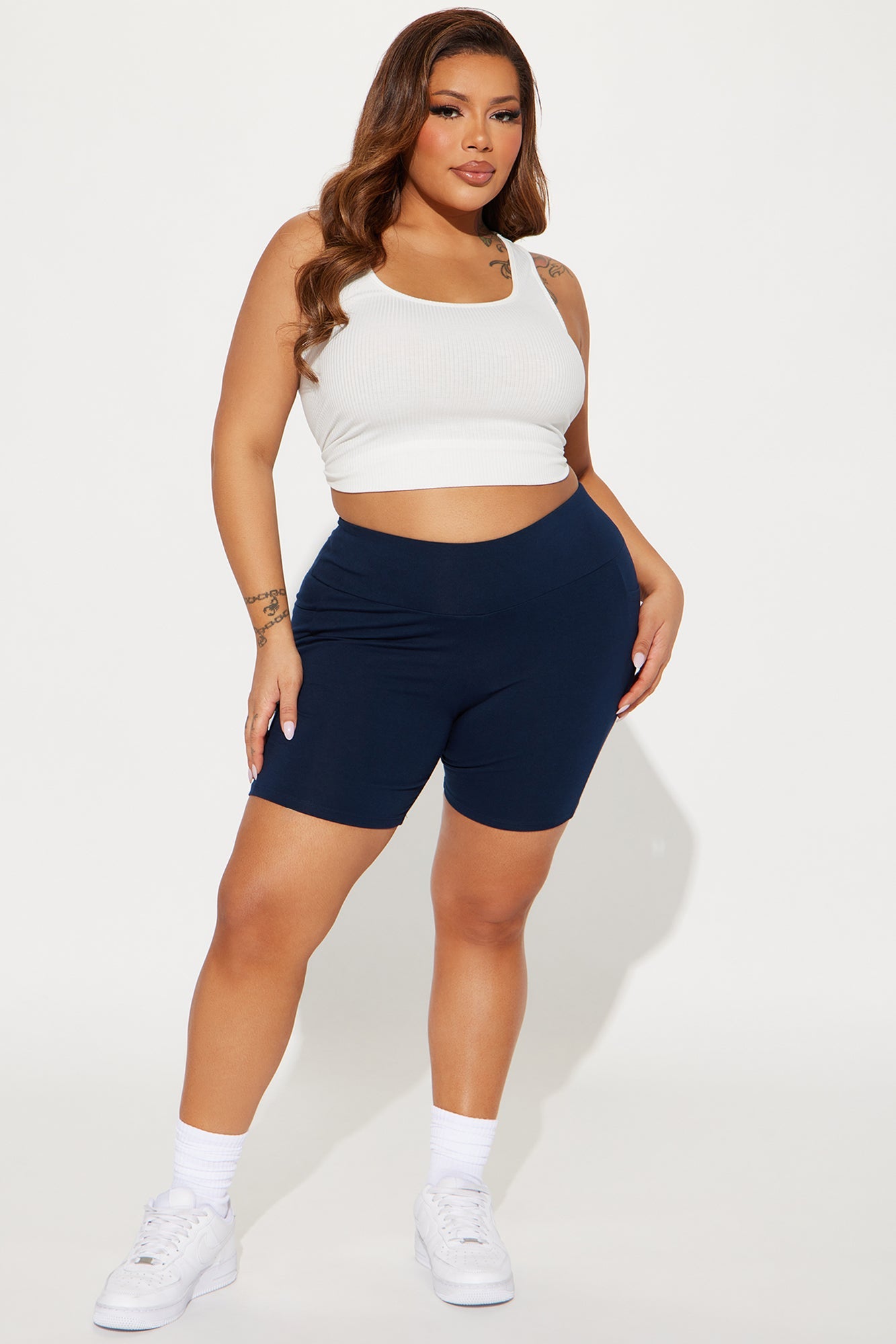 Abbey High Rise Biker Short - Navy