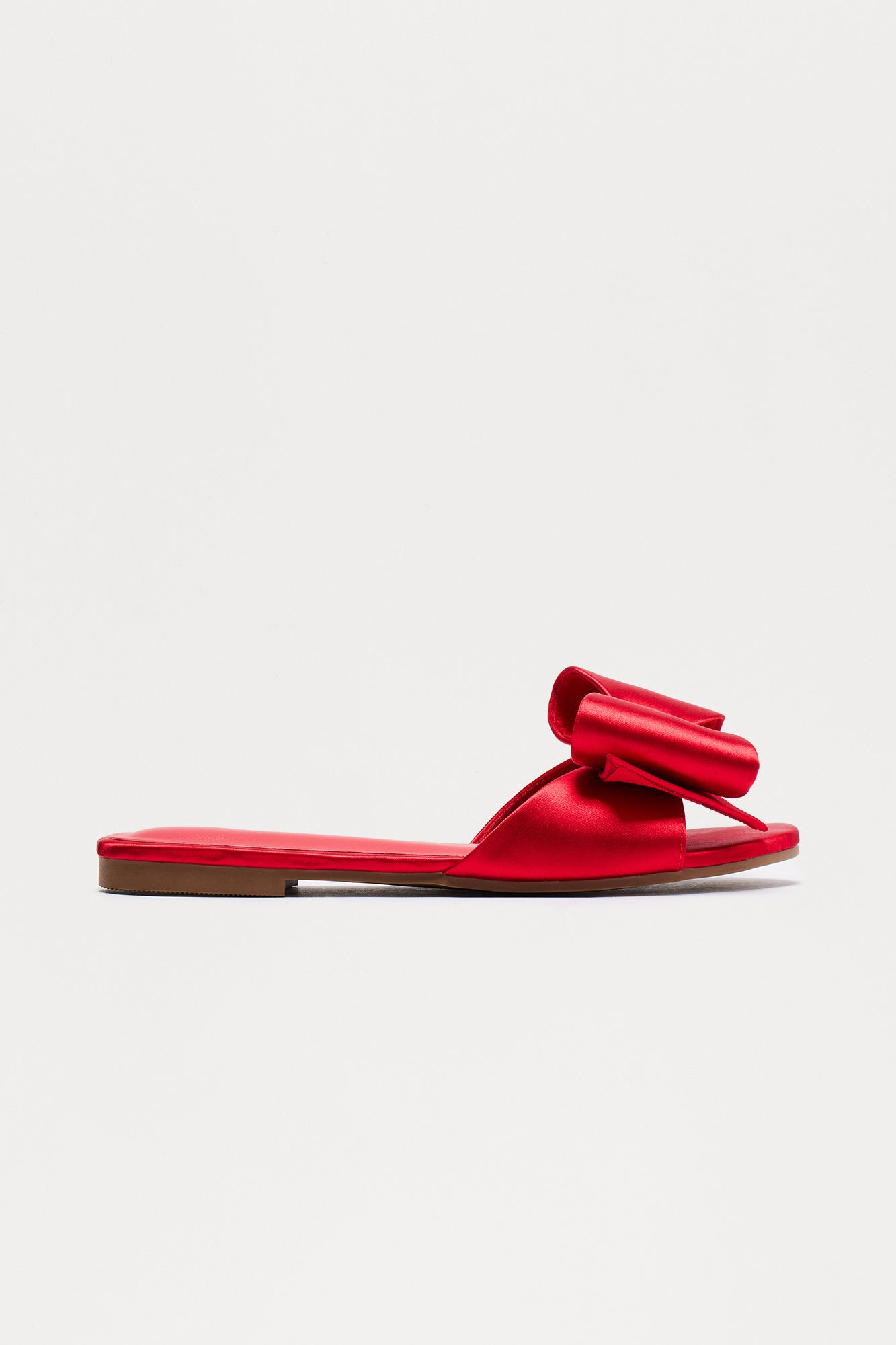 Ethel Bow Satin Sandals - Red