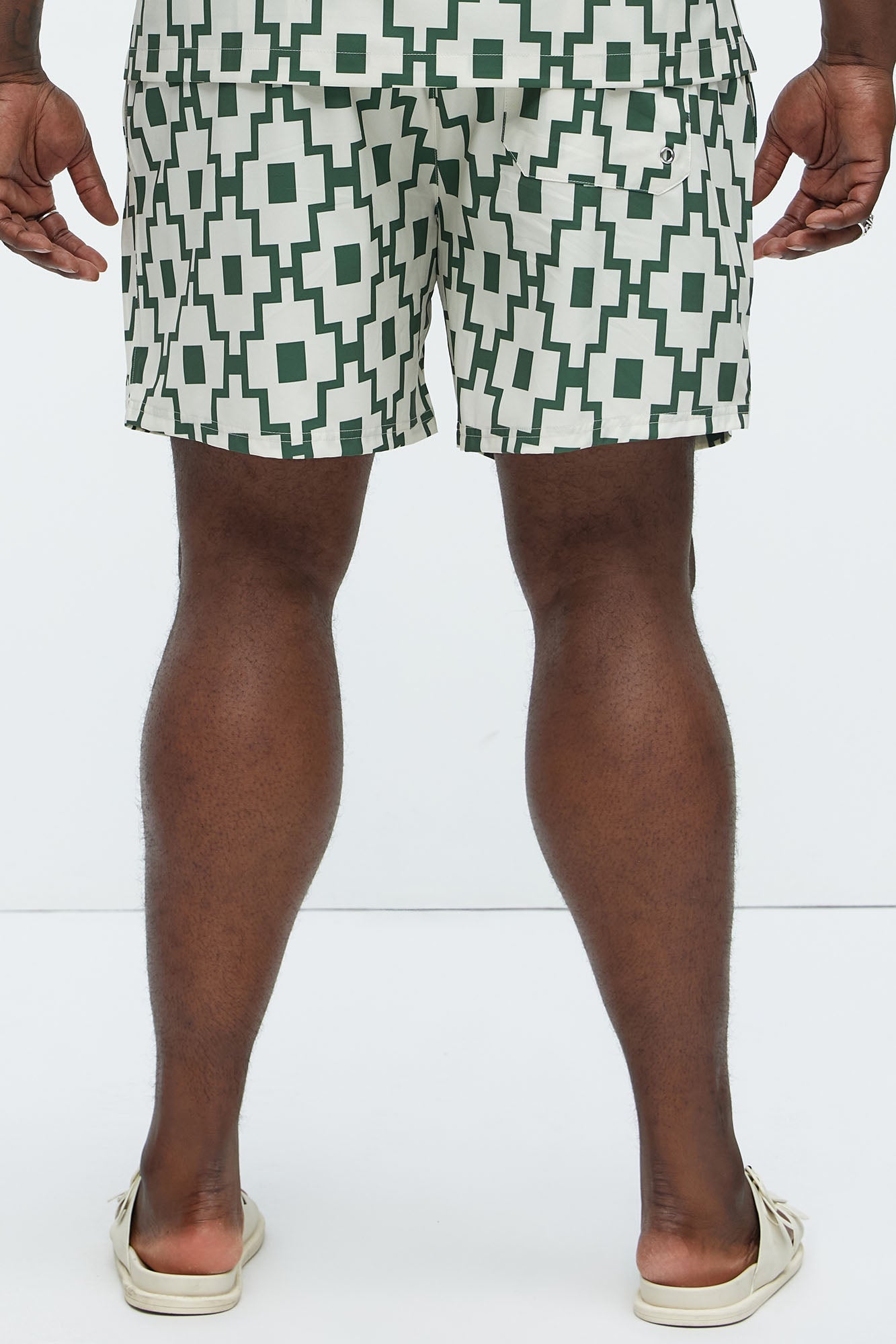 Mosaic Printed Swim Trunk 6″ - Cream/combo