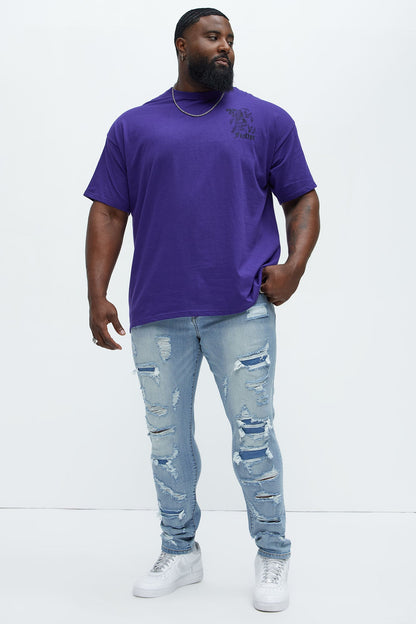 Through It Ripped Skinny Jeans - Vintage Blue Wash