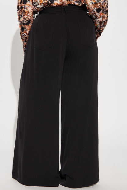 Selina Wide Leg Trouser - Black