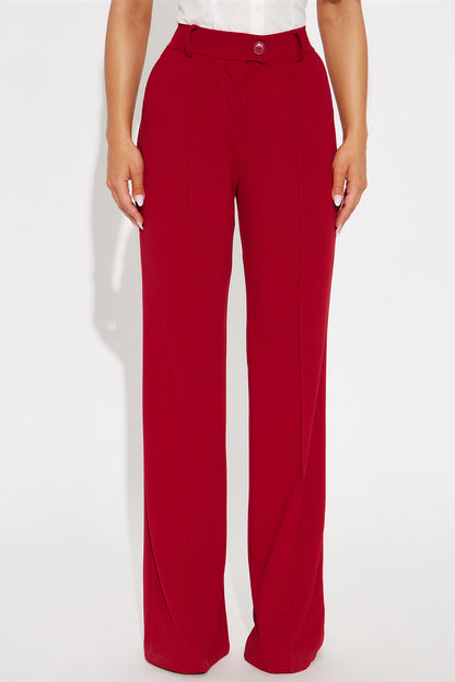 Tall Heidi Wide Leg Trouser Pant - Red