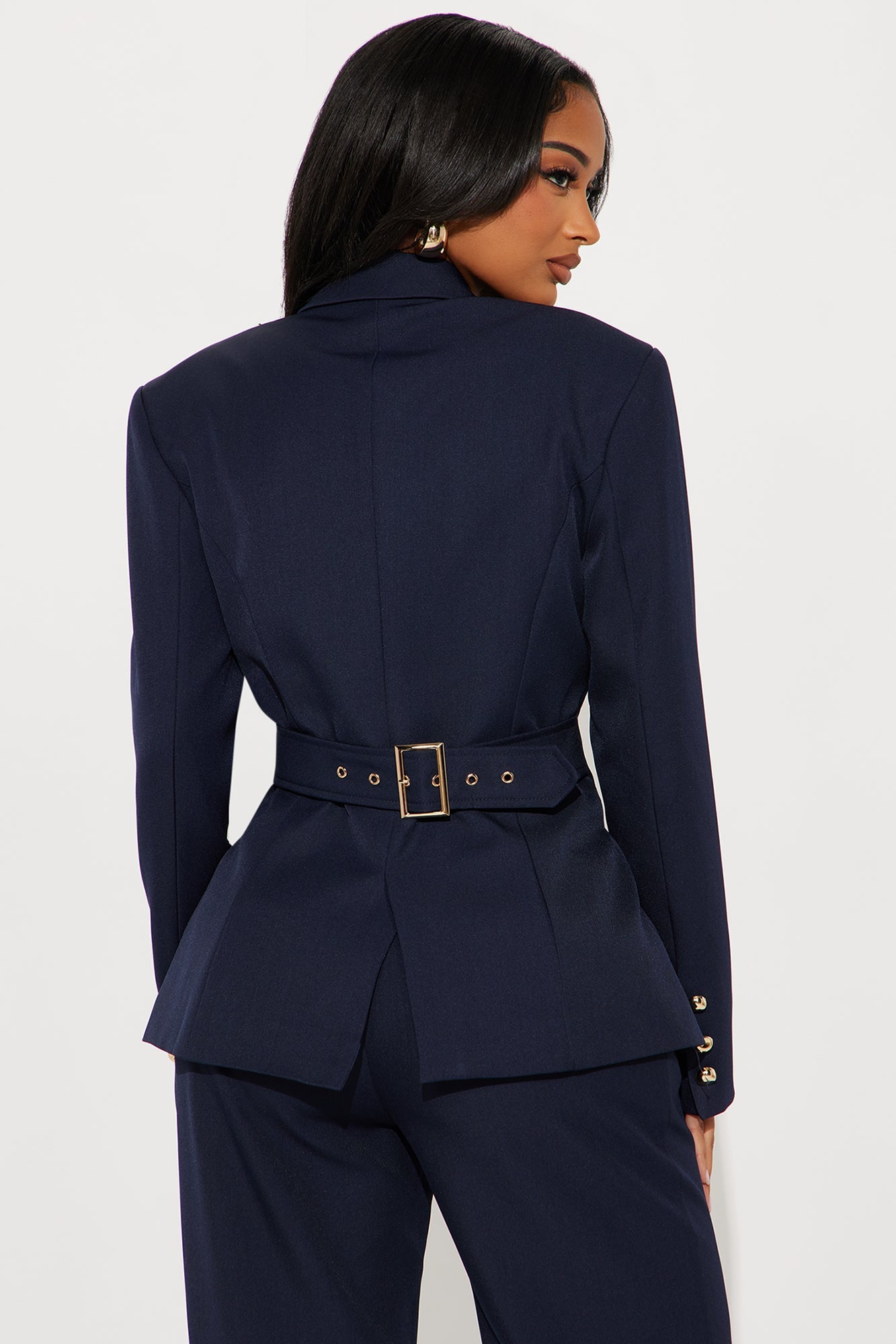 I Rest My Case Fitted Waist Blazer Set - Navy