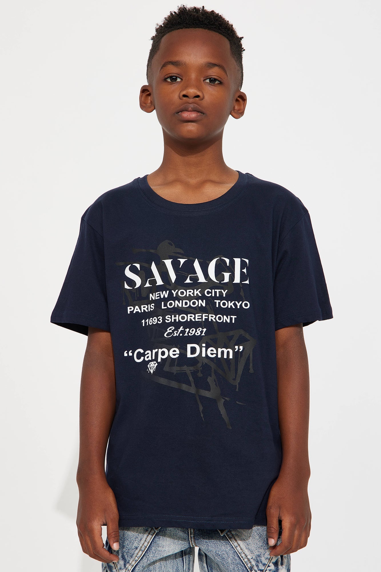 Mini Savage Paris Short Sleeve Tee - Navy