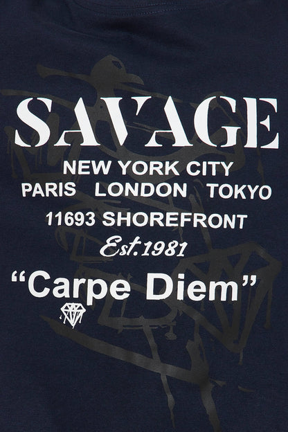 Mini Savage Paris Short Sleeve Tee - Navy