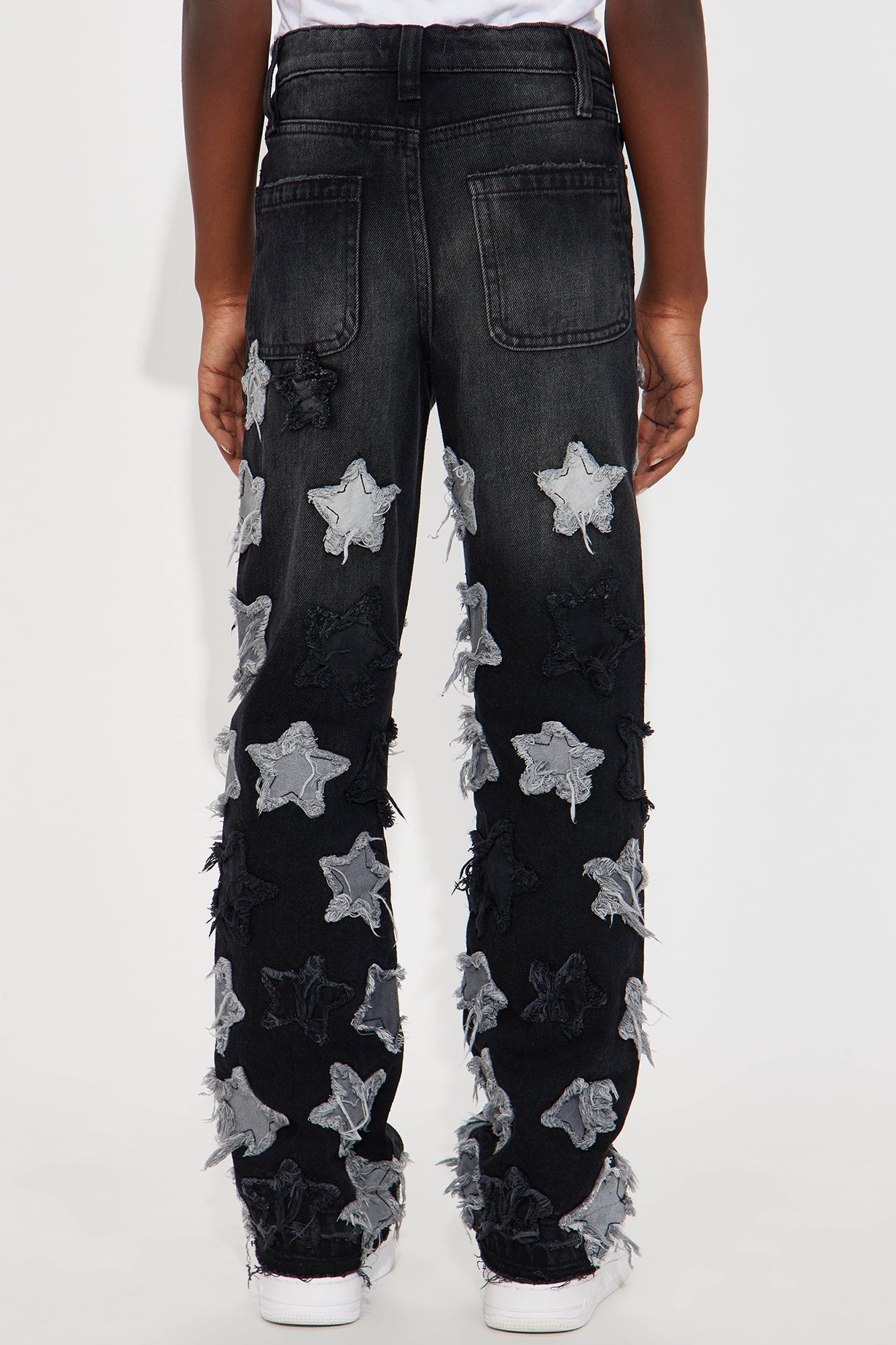 Mini Counting Stars Stacked Slim Flare Jeans - Black Wash