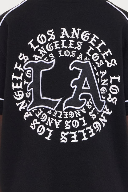 Mini LA California Short Sleeve Henley - Black