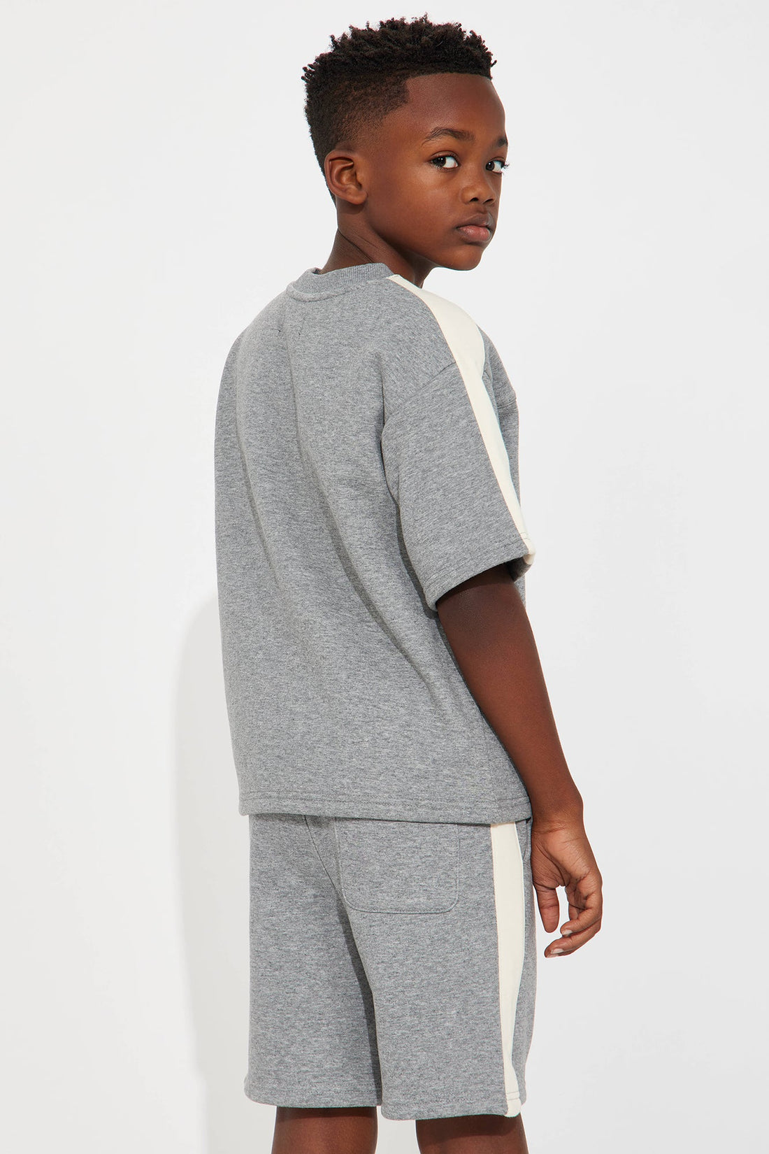 Mini Tyson Oversized Heavyweight Striped Shorts - Heather Grey
