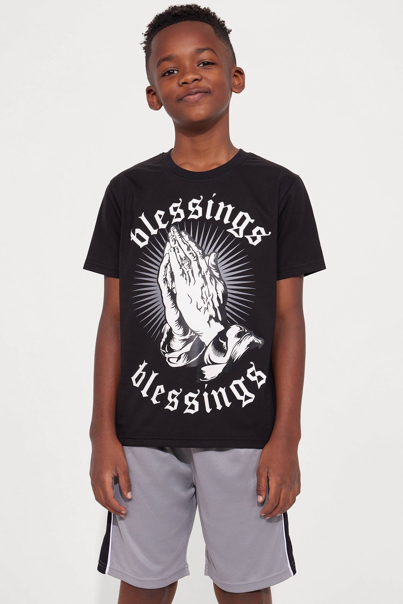 Mini Blessing Upon Blessing Short Set - Black/Grey