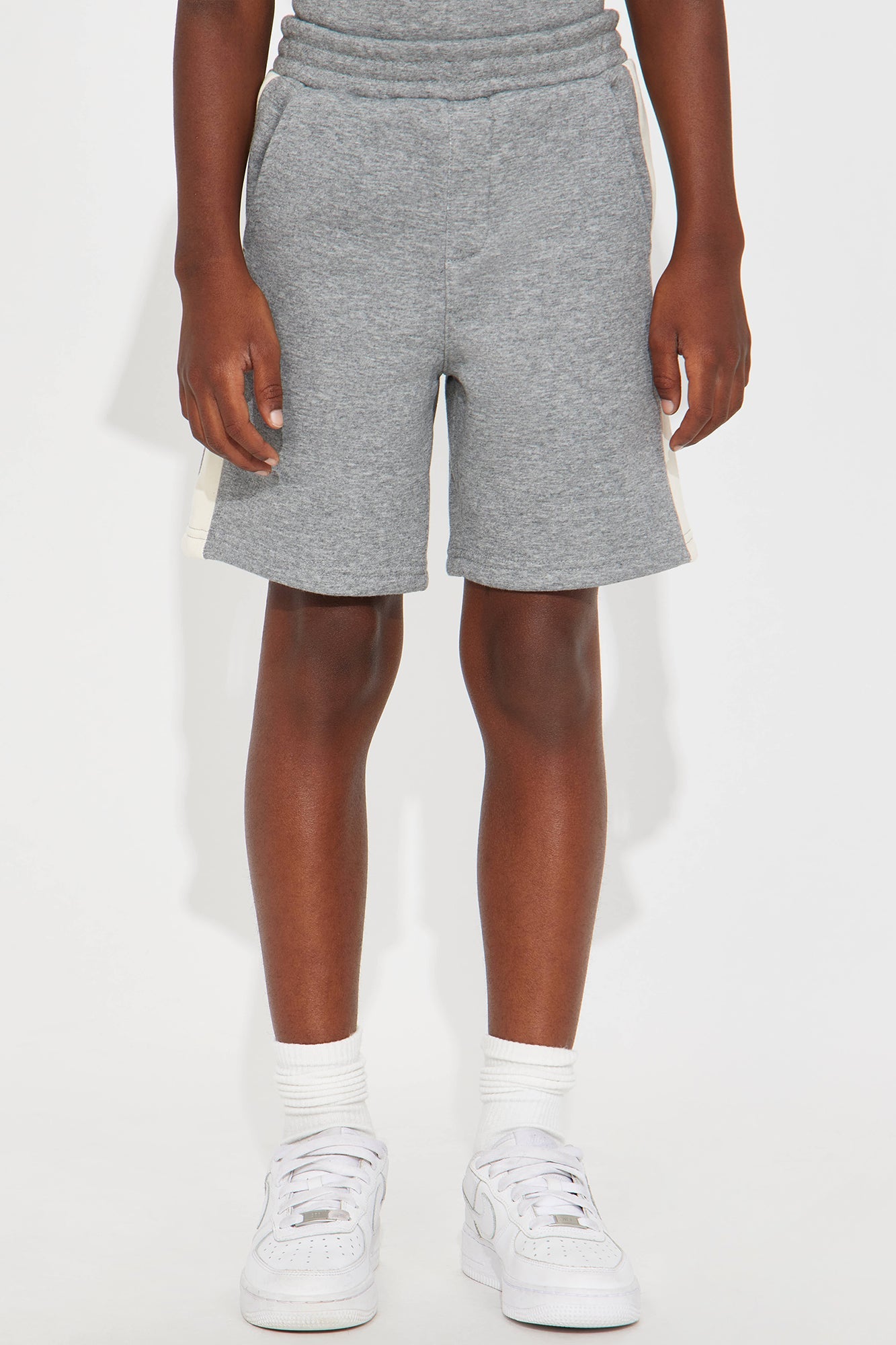 Mini Tyson Oversized Heavyweight Striped Shorts - Heather Grey