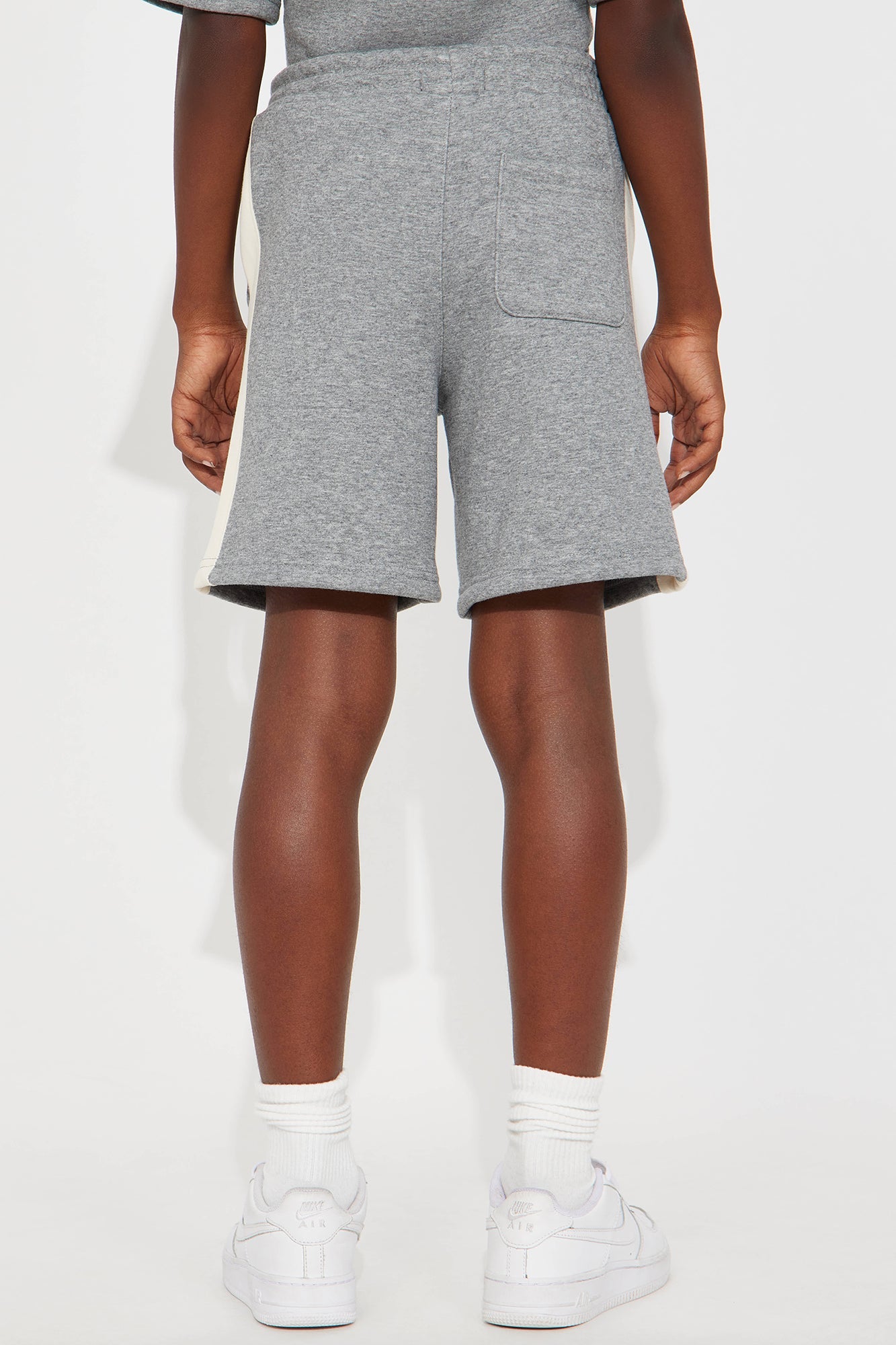 Mini Tyson Oversized Heavyweight Striped Shorts - Heather Grey