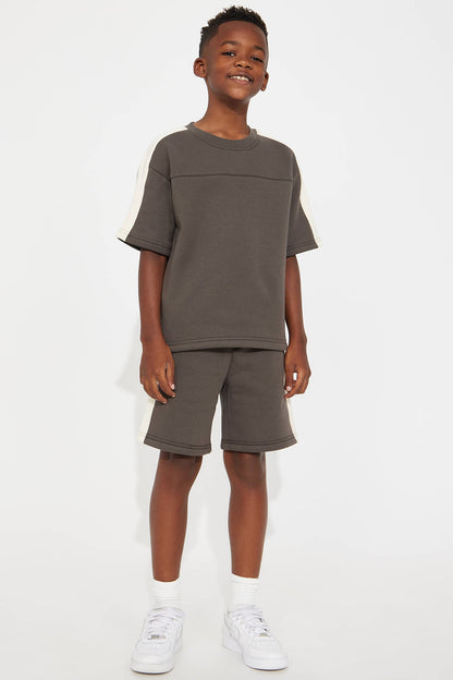 Mini Tyson Oversized Heavyweight Striped Shorts - Olive