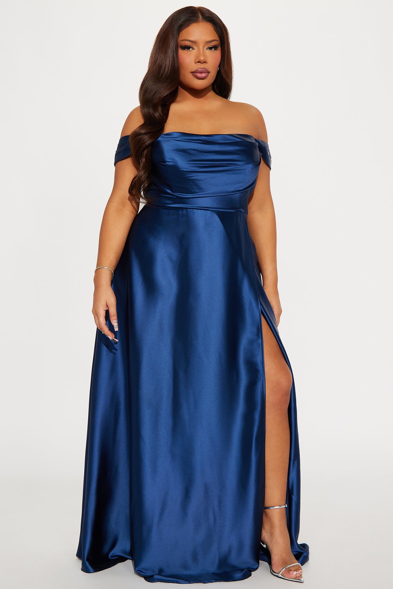 Rosalee Satin Gown - Navy