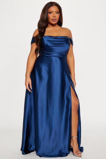Rosalee Satin Gown - Navy