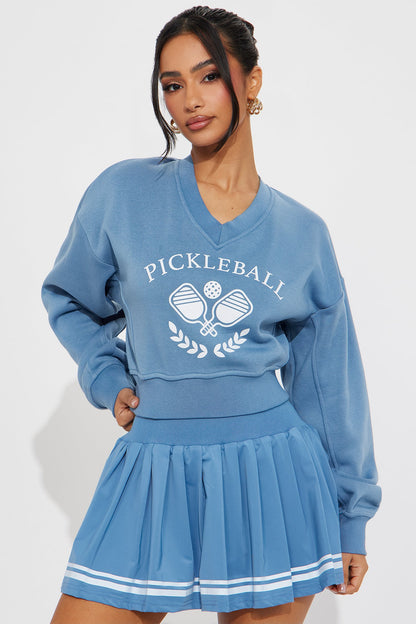 Sporty And Preppy Skirt Set - Blue