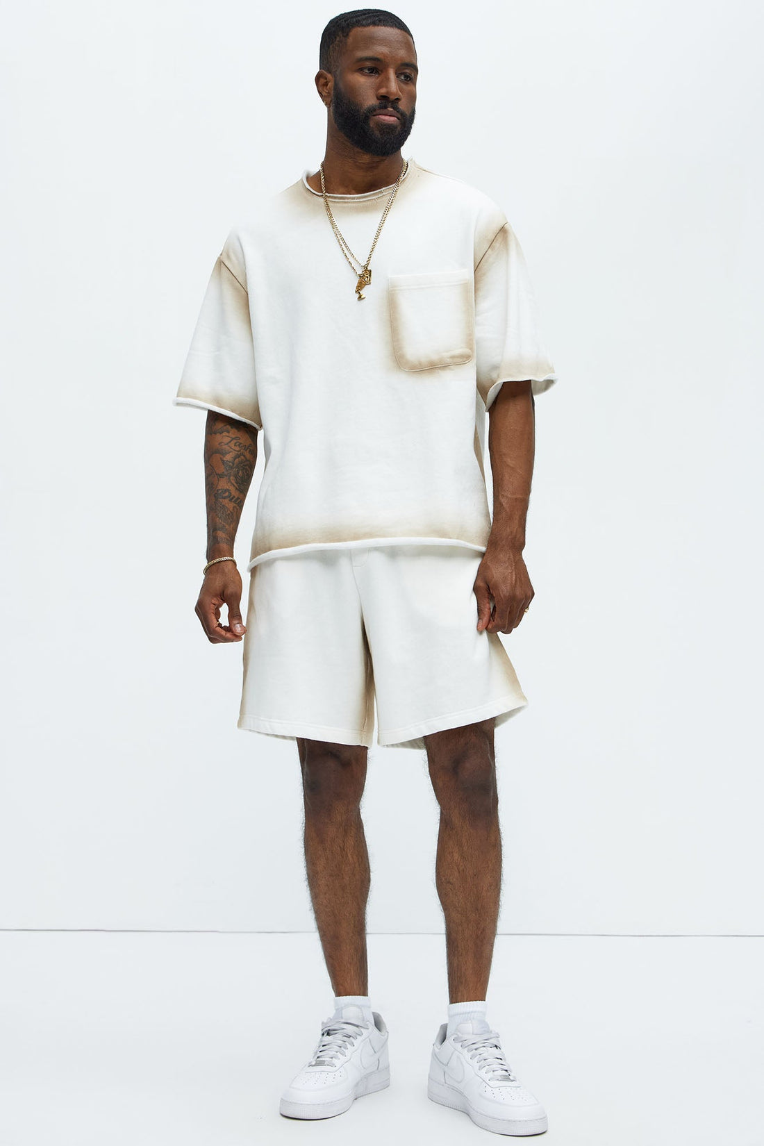 Tyson Blurred Lines Relaxed Fleece Tee - Cream