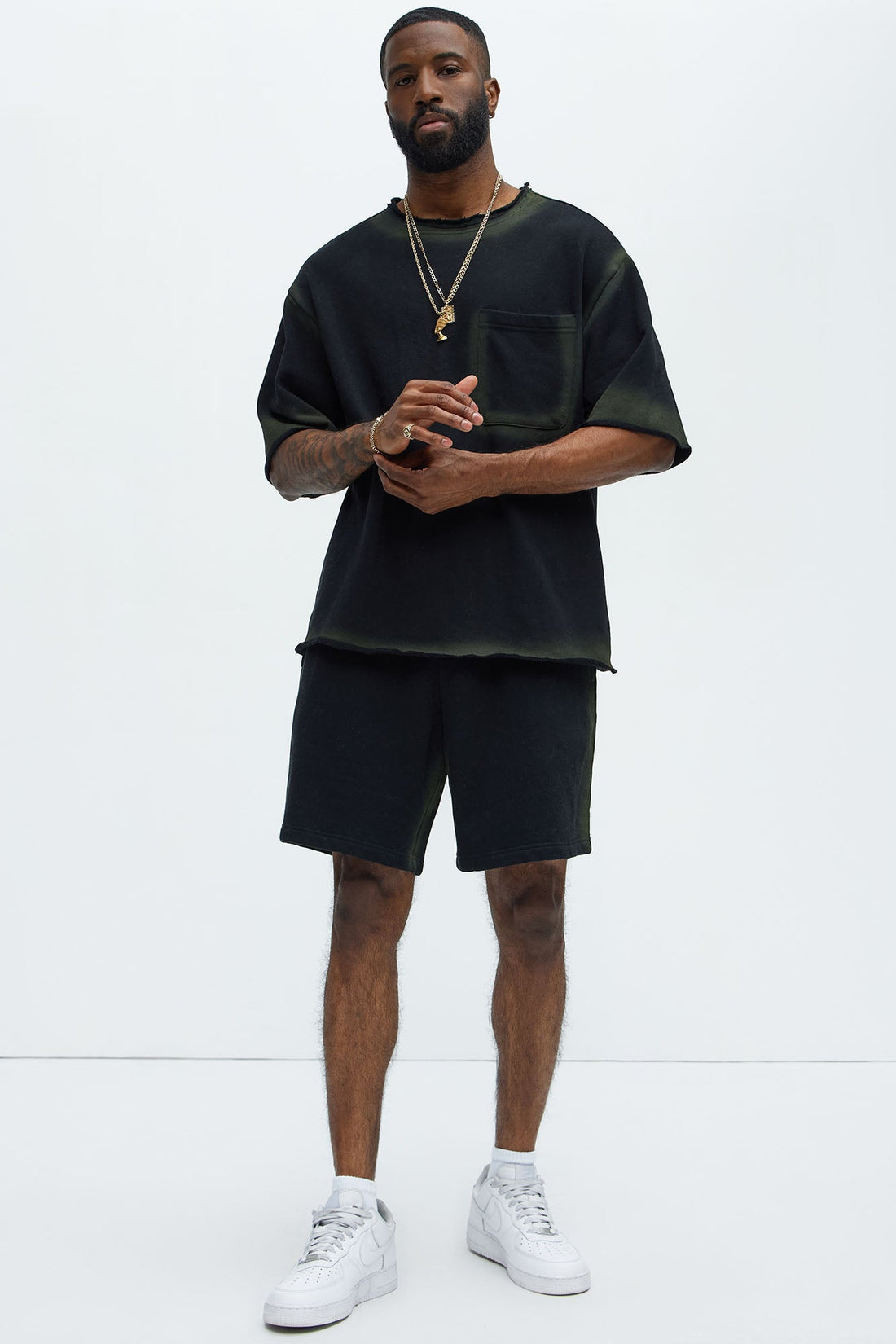 Tyson Blurred Lines Relaxed Fleece Tee - Black