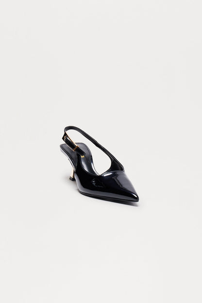 Cassandra Slingback Kitten Heels - Black