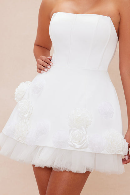 Mia Satin Mini Dress - White