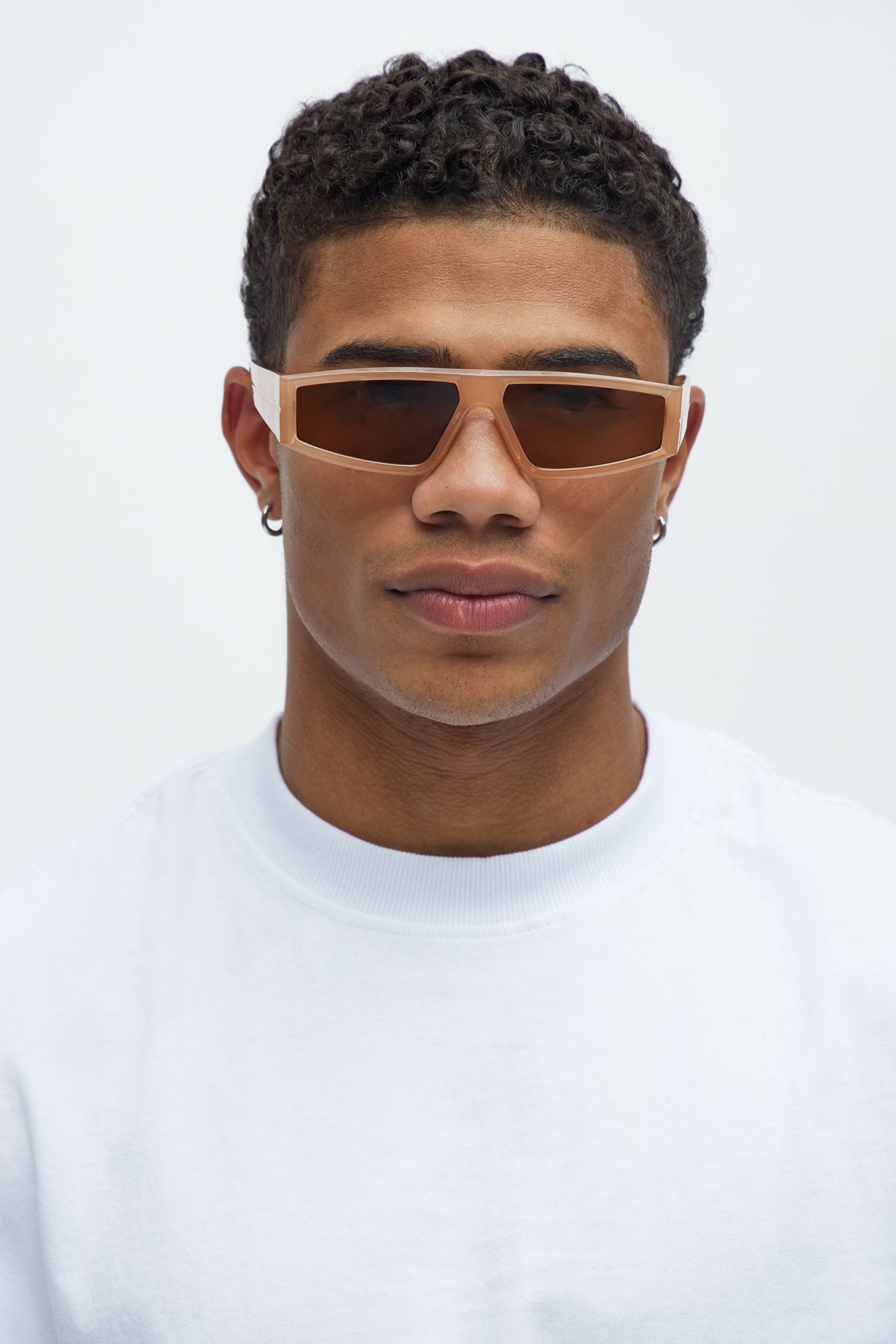 Hustle Rectangle Sunglasses - Peach