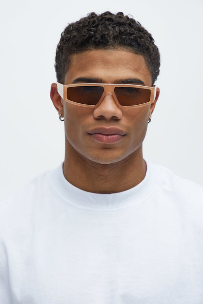 Hustle Rectangle Sunglasses - Peach