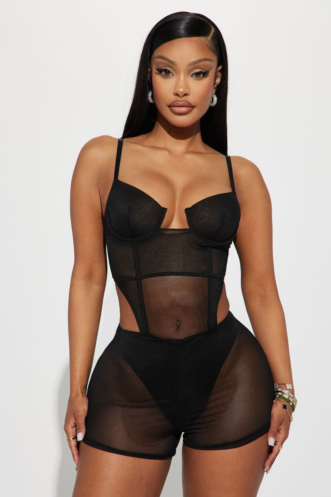 Willma Mesh Romper - Black