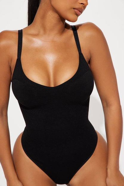 Snatched Body Thong Shapewear Bodysuit - Black