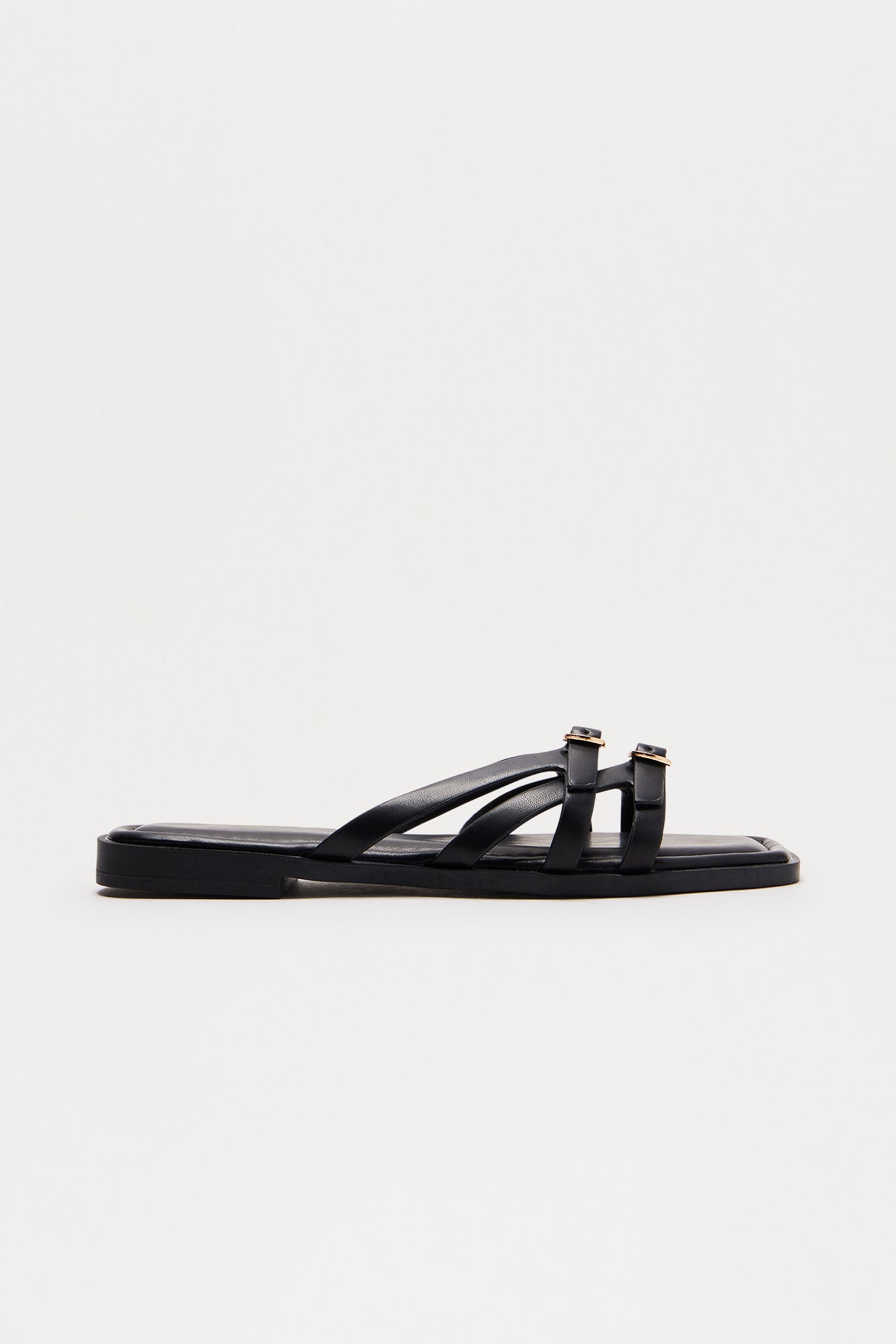 Tammy Faux Leather Slip On Sandals - Black