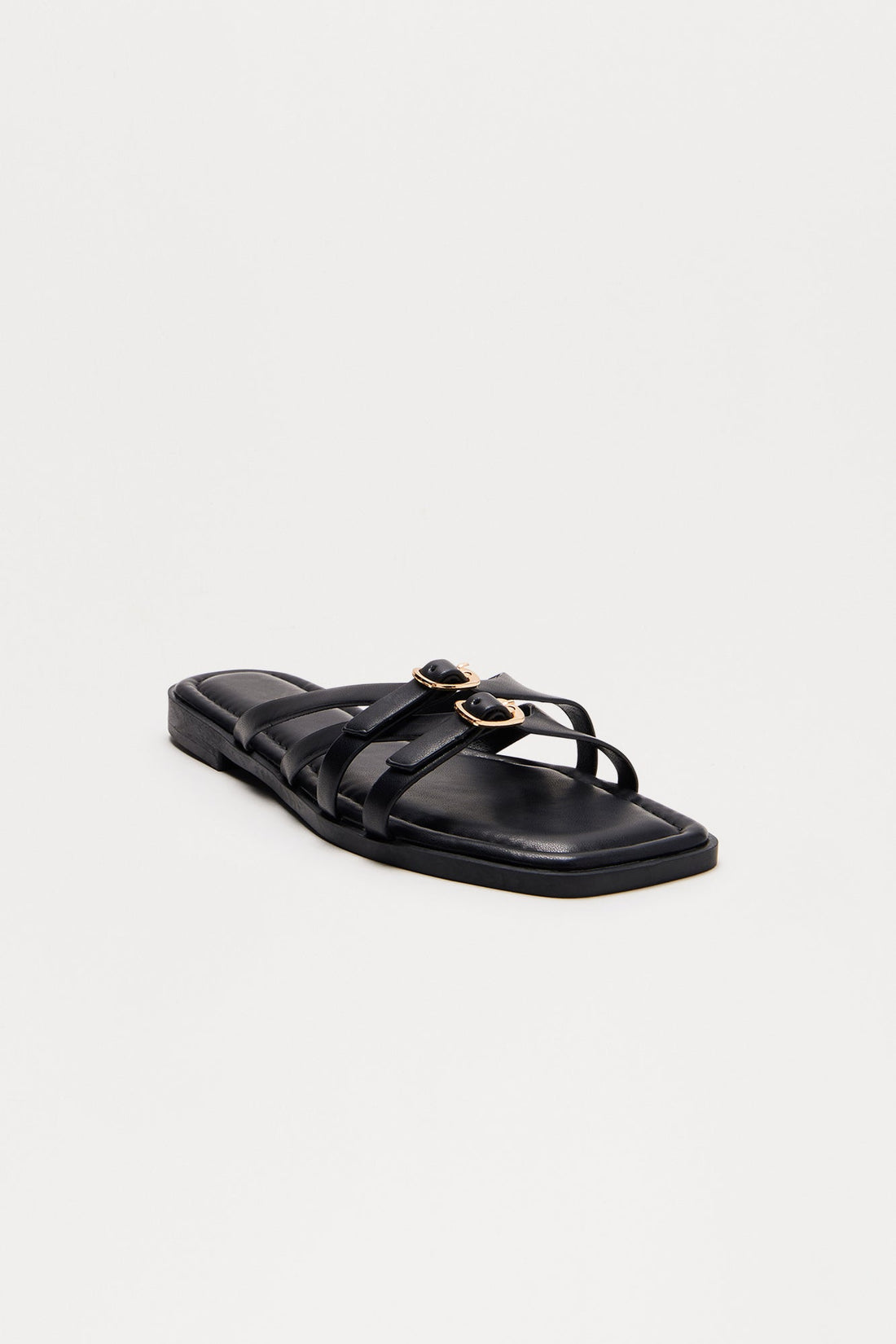 Tammy Faux Leather Slip On Sandals - Black