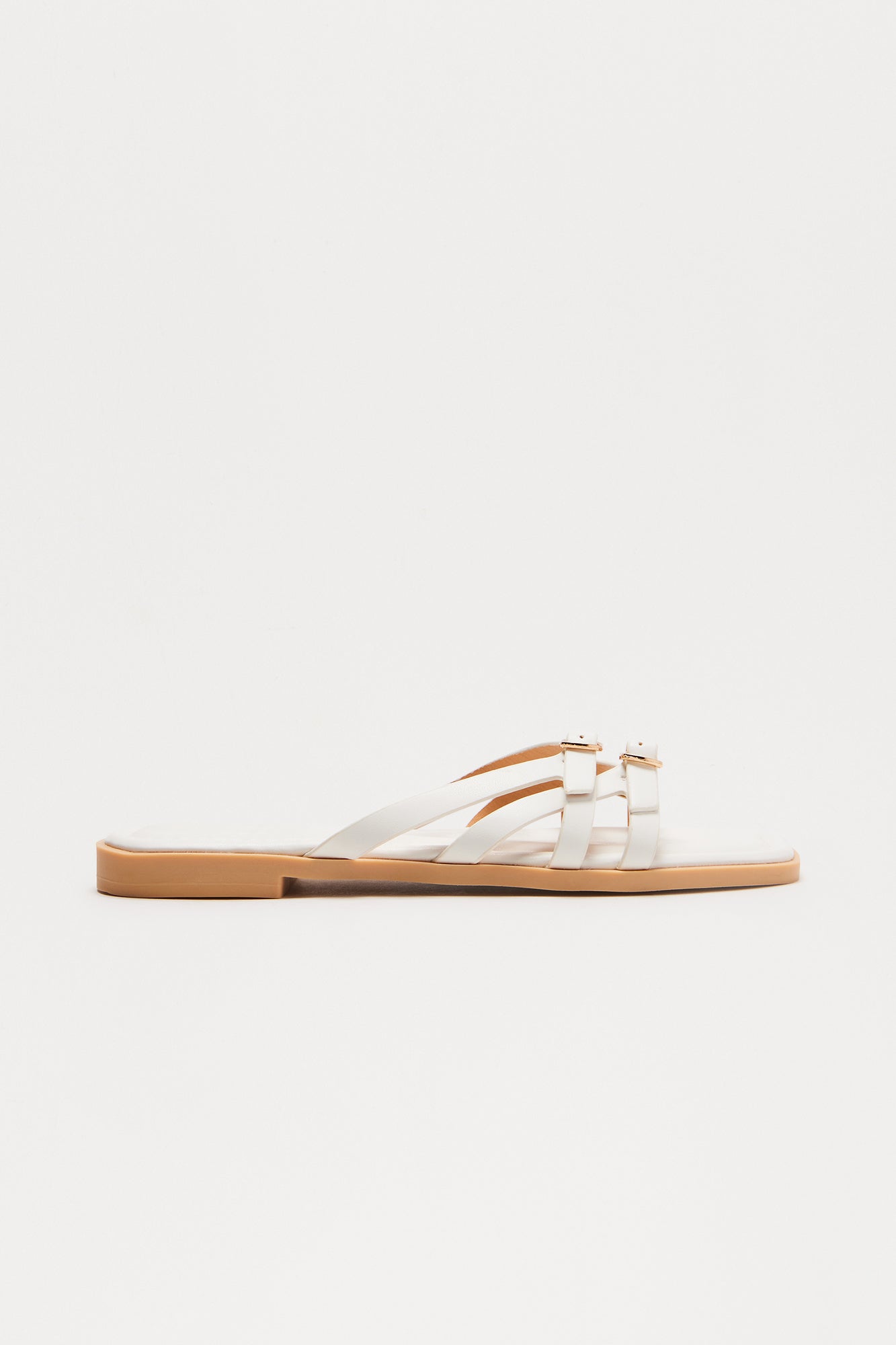 Tammy Faux Leather Slip On Sandals - White