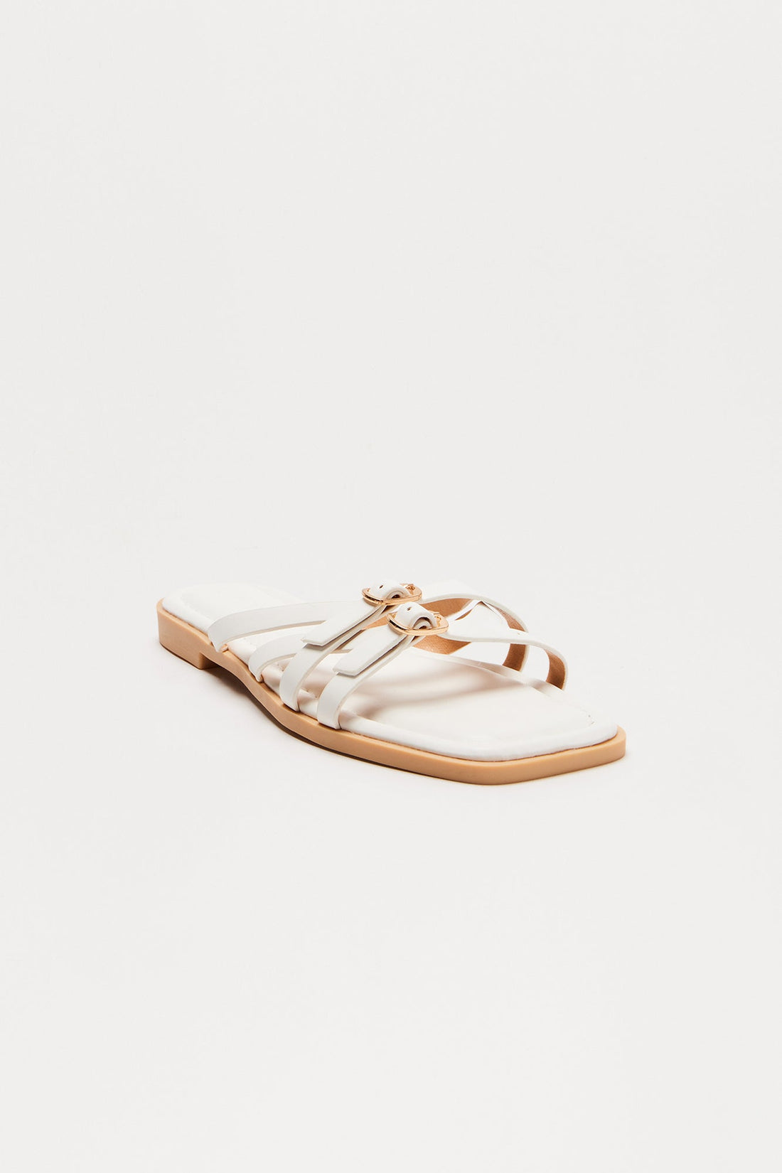 Tammy Faux Leather Slip On Sandals - White
