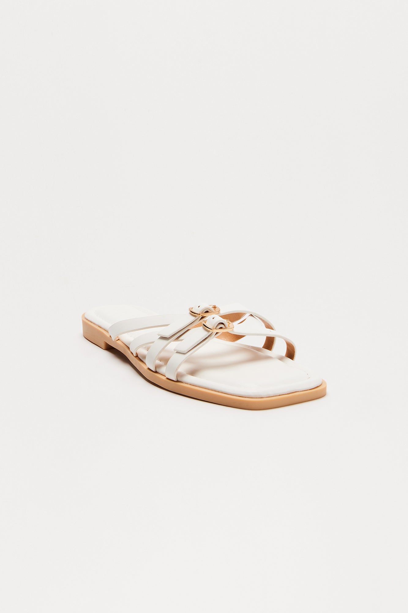 Tammy Faux Leather Slip On Sandals - White