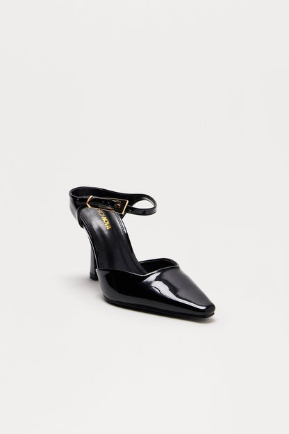 Cesar Buckle Mule Pumps - Black