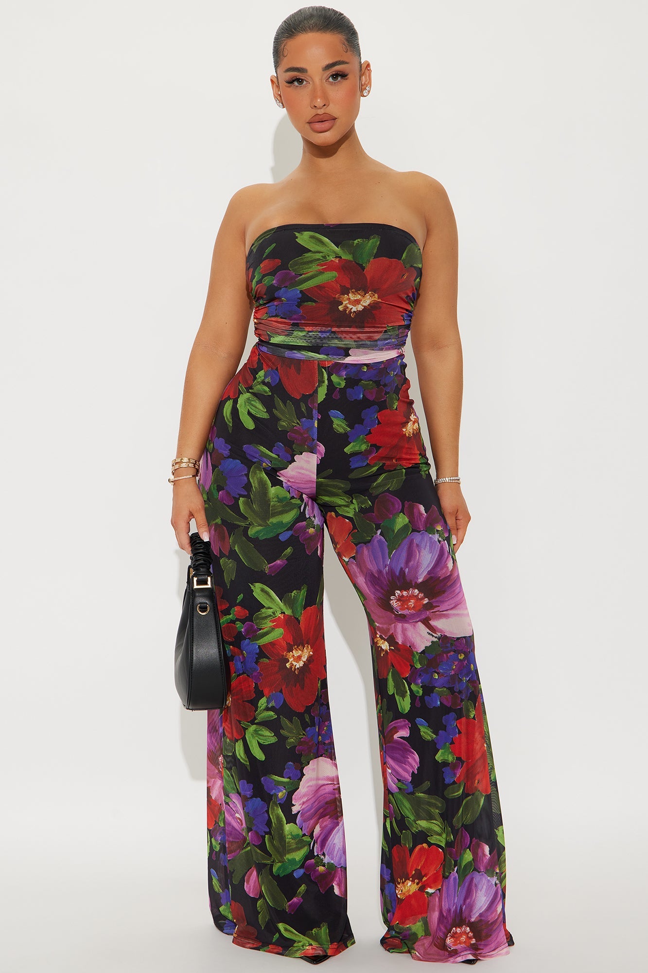 Corinne Strapless Jumpsuit - Black/combo