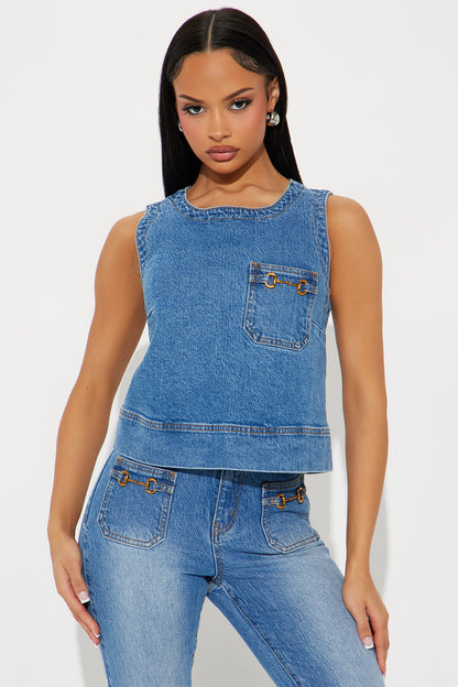 Lorena Denim Pant Set - Medium Wash