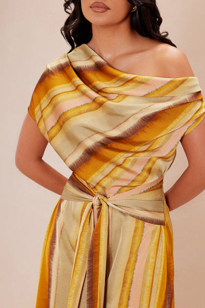 Rhiannon Satin Wide Leg Jumpsuit - Sage/combo