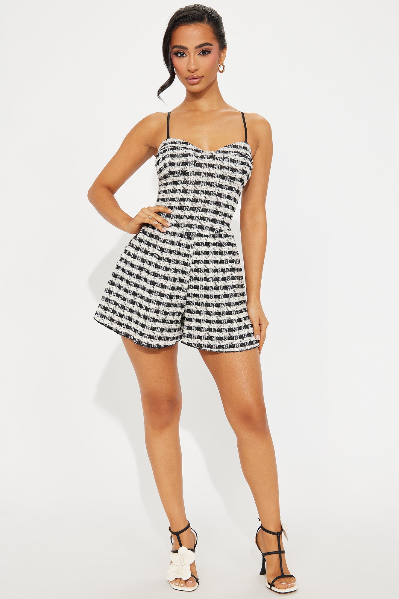 Hint Of Sparkle Tweed Romper - Black