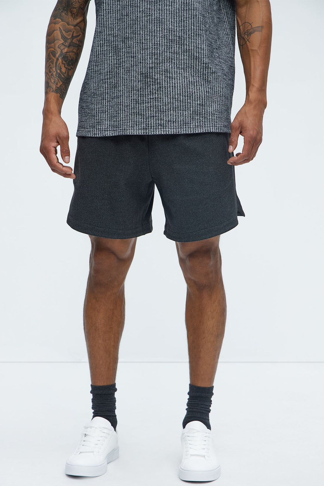 Grant Micro Stripes Shorts - Grey