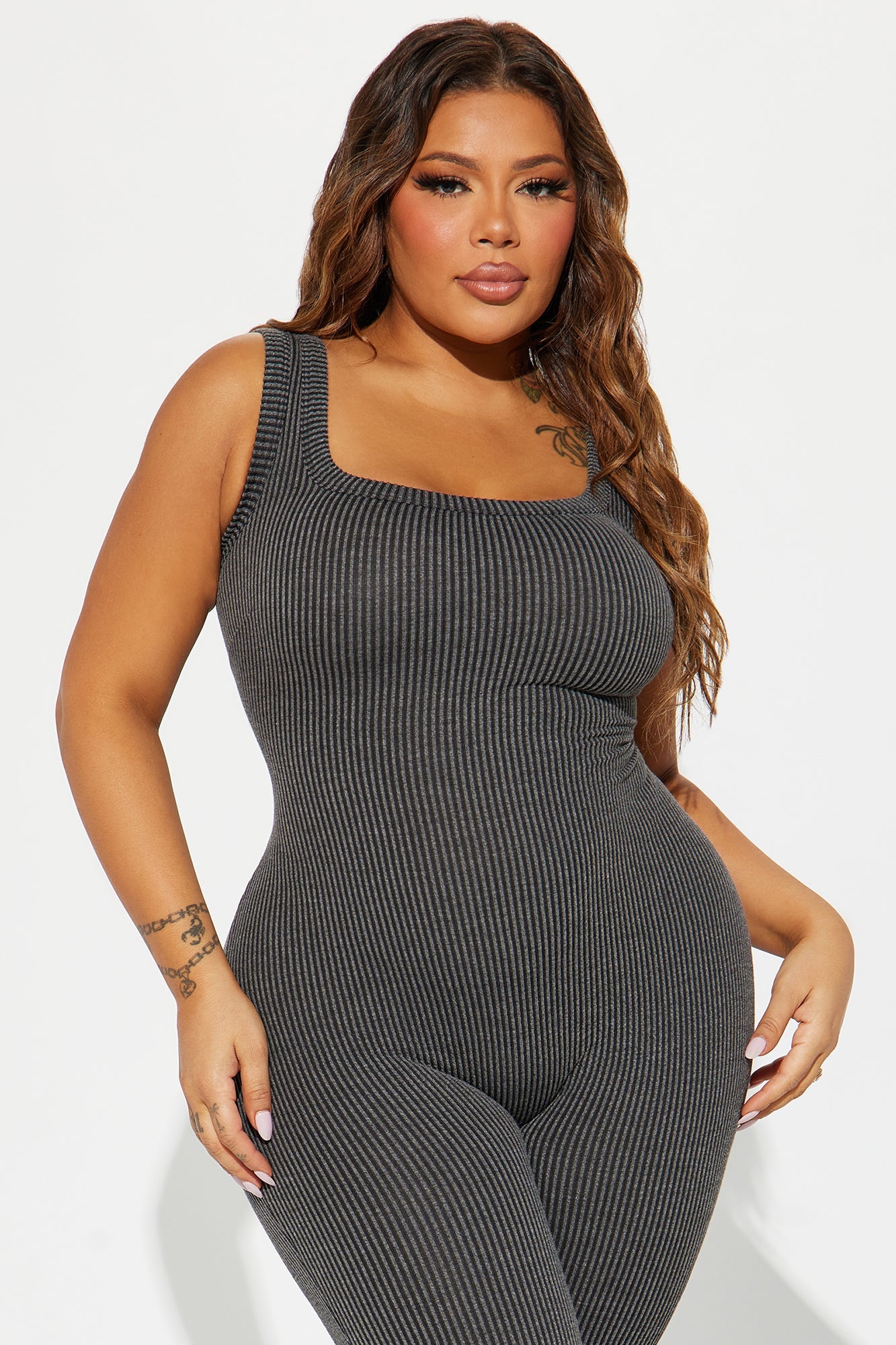 Thinking It Over 2 Piece Jumpsuit Set - Charcoal