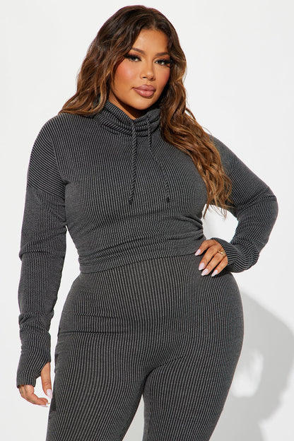 Thinking It Over 2 Piece Jumpsuit Set - Charcoal