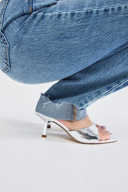 Only Have Eyes For You Heeled Mules - Silver