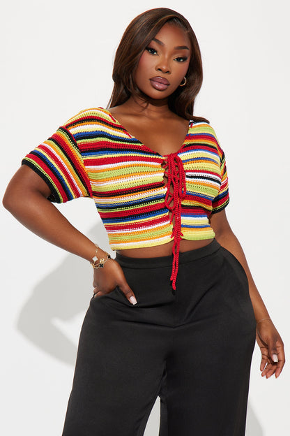 Vivid Dreams Cropped Crochet Top - Multi Color