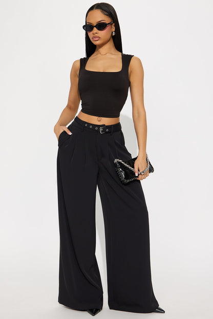 Selina Wide Leg Trouser - Black