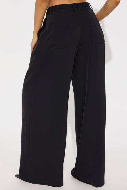 Selina Wide Leg Trouser - Black