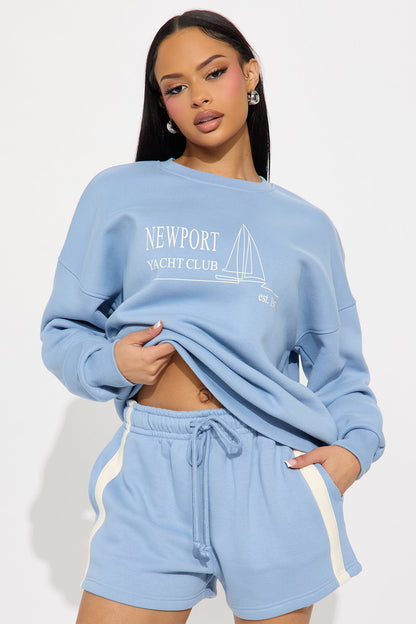 Newport Fleece Crew Neck Sweatshirt Set - Slate Blue