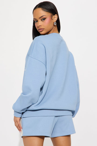 Newport Fleece Crew Neck Sweatshirt Set - Slate Blue