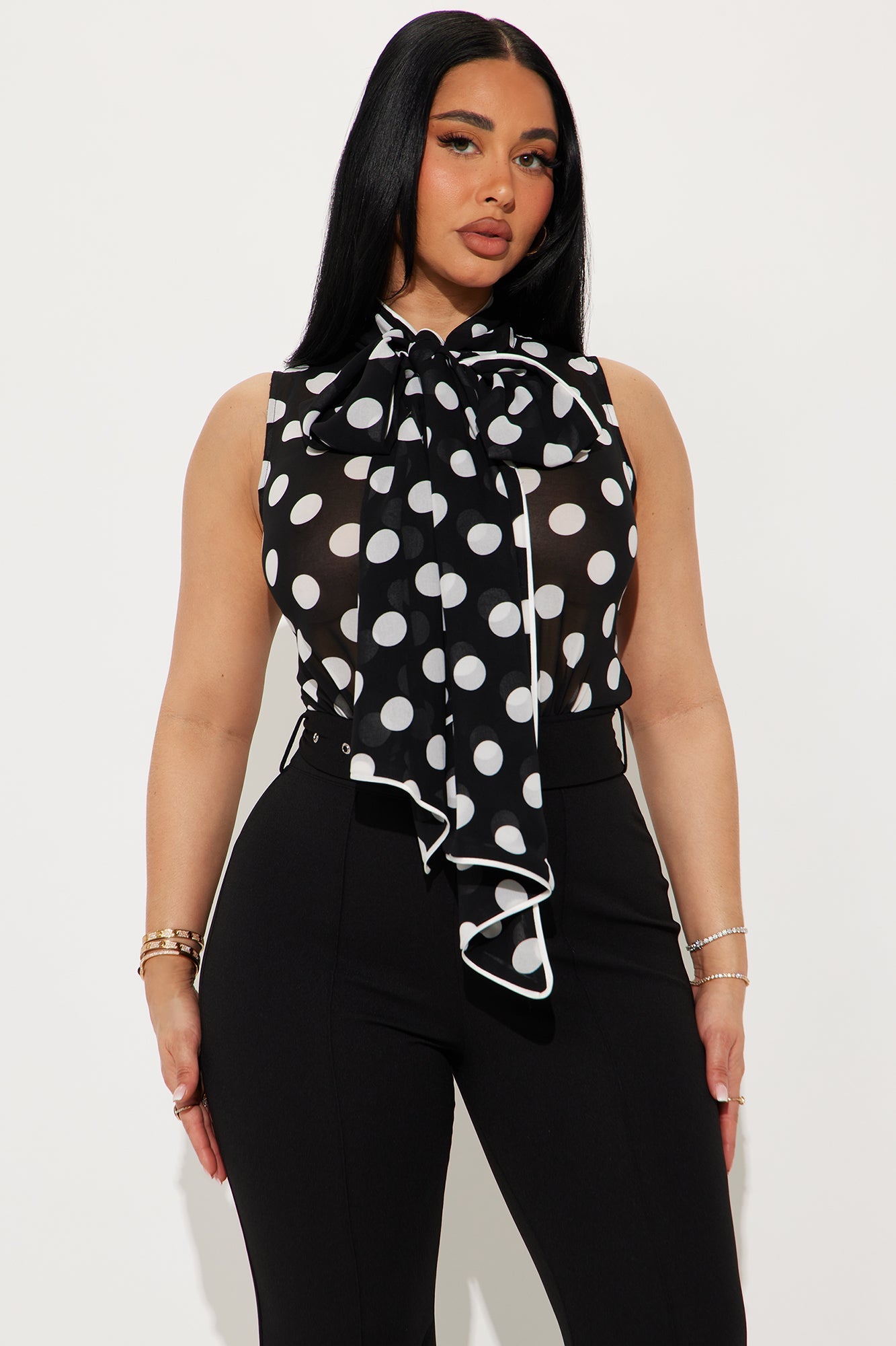 On The Dotted Line Jumpsuit - Black/combo