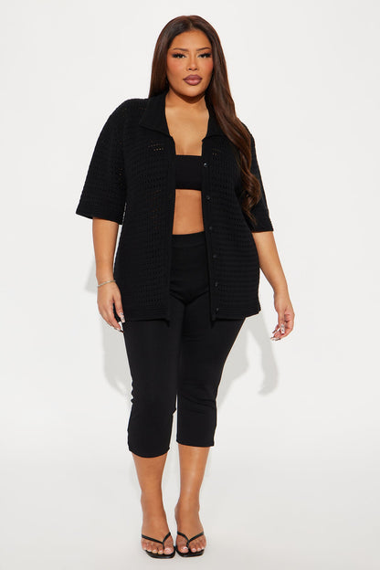 Drinks In Hand Crochet Shirt - Black