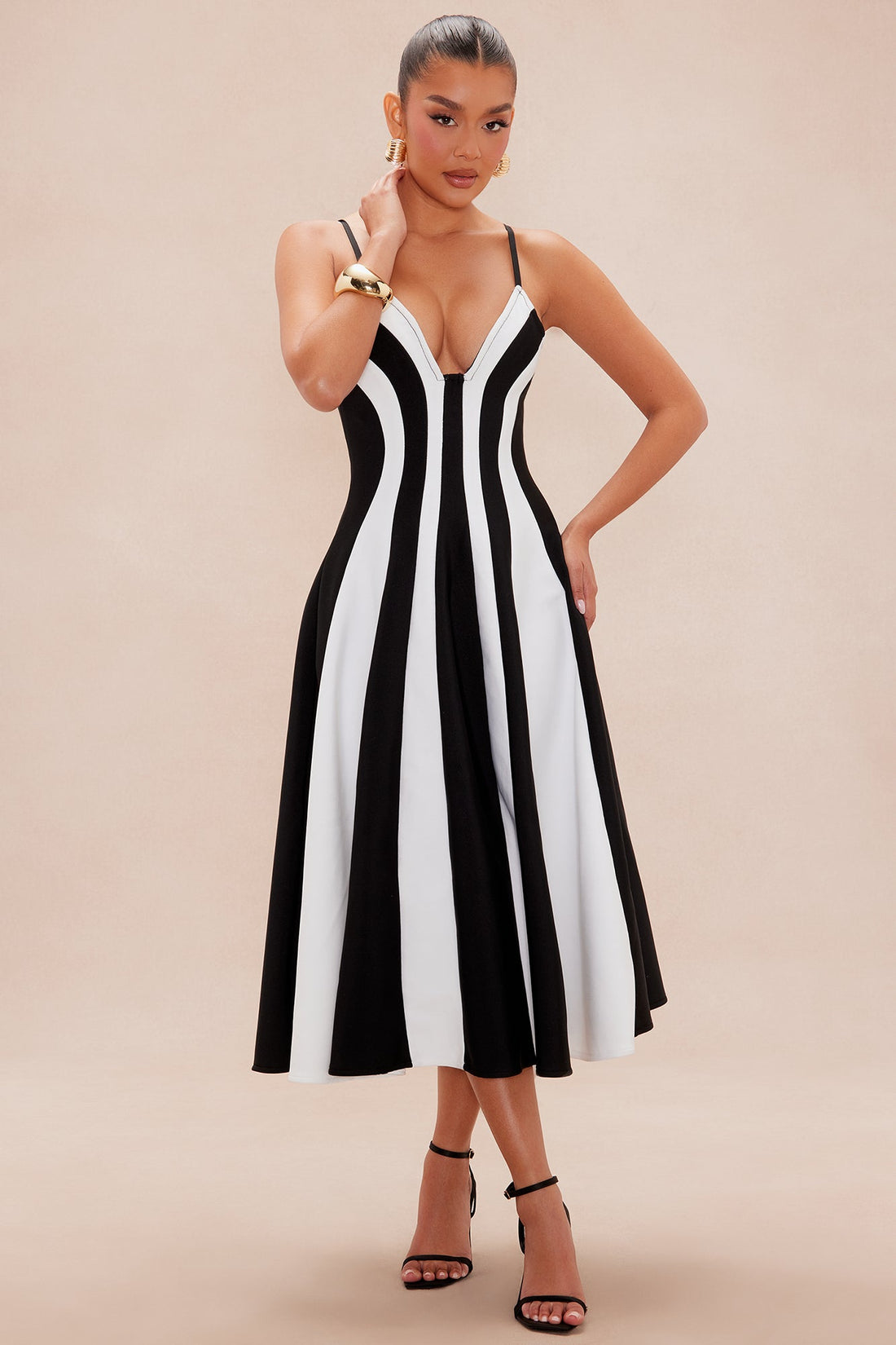Diana Bandage Maxi Dress - Black/White