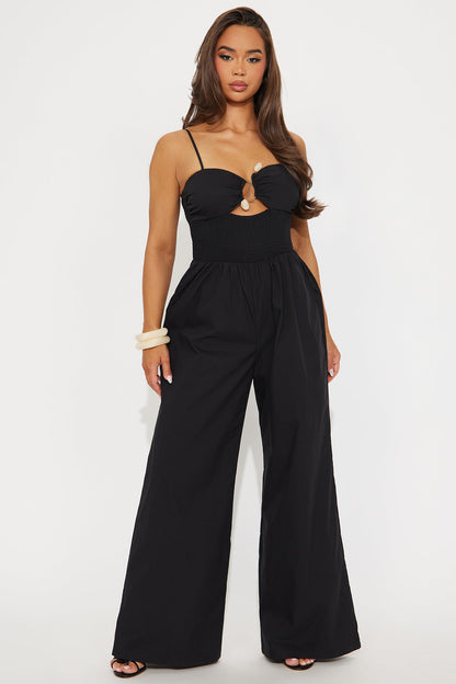 Clear Waters Poplin Jumpsuit - Black